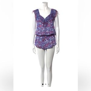 Poupette St Barth Blue Floral Vneck Romper